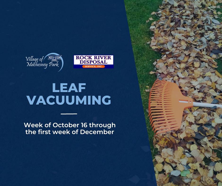 Leaf Vacuuming week of october 16 through the first week of december graphic